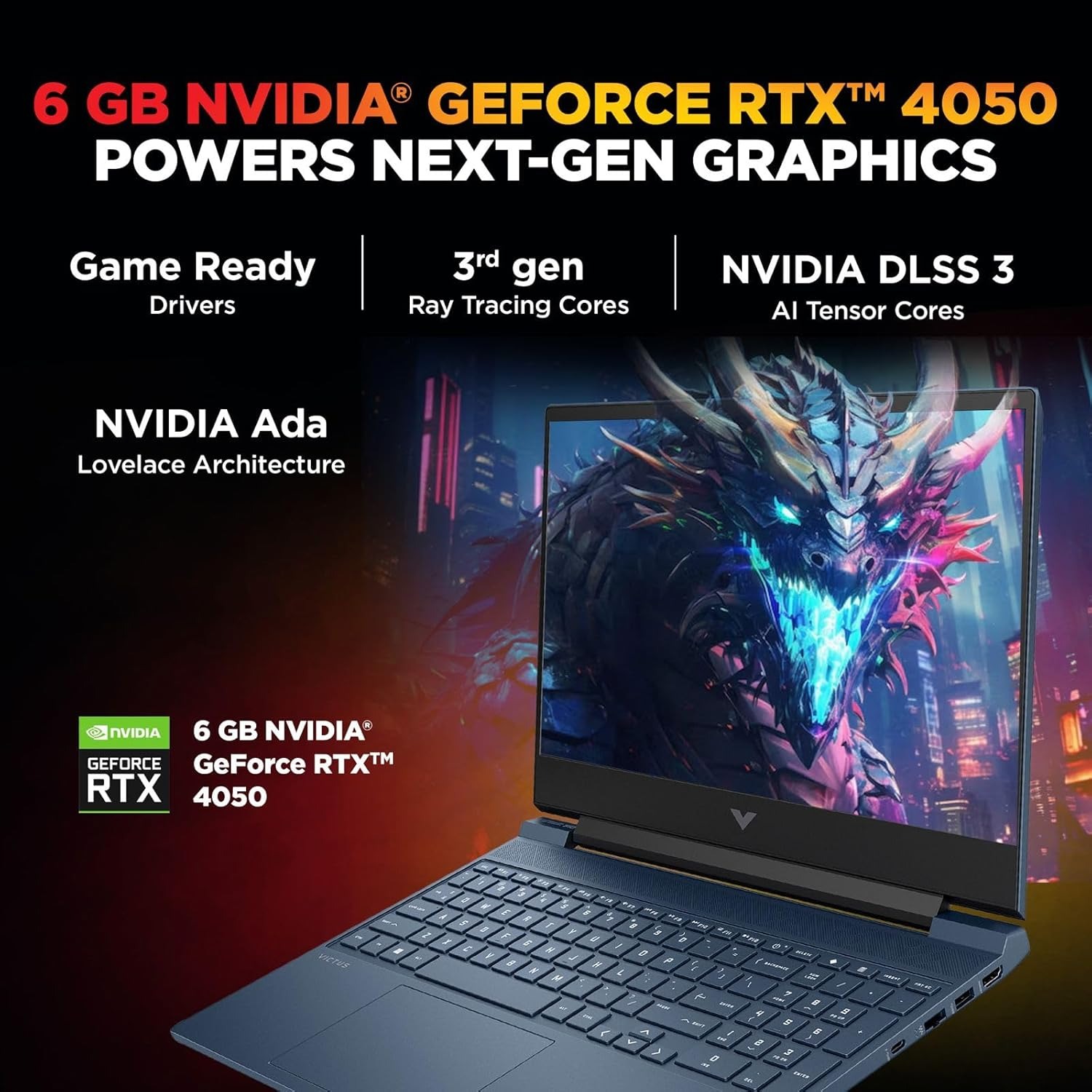 hp smartchoice victus, amd ryzen 5 8645hs, 6gb rtx 3050, 31 tops, 16gb ddr5(upgradeable) 512gb ssd, 144hz, 300nits, fhd, 15.6"/39.6cm, win11, m365* office24, blue, 2.3kg, fb3009ax, ai gaming laptop【6 core amd ryzen 5 8645hs】experience the power of 12 threads and a 16mb l3 cache, designed for serious gaming and multitasking. stay cool under pressure with the updated thermals. 【6gb nvidia geforce rtx 3050 laptop gpu】unlock immersive gaming experiences with dedicated graphics that deliver impressive 3d rendering and data processing for your favorite games. 【high speed memory and storage】16gb ddr5 ram and 512 gb pcie gen4 nvme tlc m.2 ssd offer lightning fast data transfer rates for seamless gameplay and quick load times. 【popular games】play all your favorite games like counterstrike, call of duty, gta v, cyberpunk 2077, world of warcraft, minecraft, the witcher 3, god of war 4, fifa 23, gotham knights, and more. 【micro edge display】enjoy a captivating visual experience on a 15.6" fhd display, featuring a rapid 144hz refresh rate, anti glare screen, for an unparalleled gaming experience hp smartchoice victus, amd ryzen 5 8645hs, 6gb rtx 3050, 31 tops, 16gb ddr5(upgradeable) 512gb ssd, 144hz, 300nits, fhd, 15.6"/39.6cm, win11, m365* office24, blue, 2.3kg, fb3009ax, ai gaming laptop【6 core amd ryzen 5 8645hs】experience the power of 12 threads and a 16mb l3 cache, designed for serious gaming and multitasking. stay cool under pressure with the updated thermals. 【6gb nvidia geforce rtx 3050 laptop gpu】unlock immersive gaming experiences with dedicated graphics that deliver impressive 3d rendering and data processing for your favorite games. 【high speed memory and storage】16gb ddr5 ram and 512 gb pcie gen4 nvme tlc m.2 ssd offer lightning fast data transfer rates for seamless gameplay and quick load times. 【popular games】play all your favorite games like counterstrike, call of duty, gta v, cyberpunk 2077, world of warcraft, minecraft, the witcher 3, god of war 4, fifa 23, gotham knights, and more. 【micro edge display】enjoy a captivating visual experience on a 15.6" fhd display, featuring a rapid 144hz refresh rate, anti glare screen, for an unparalleled gaming experience