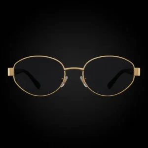gold round metal sunglassed