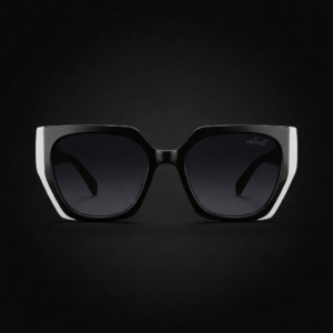 New Arrivals walnut luxe edge black & white designer sunglasses